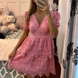 Elegant Pink Lace Dress